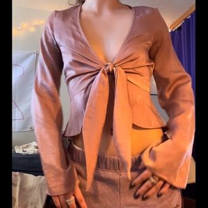 Misguided pink flowy blouse